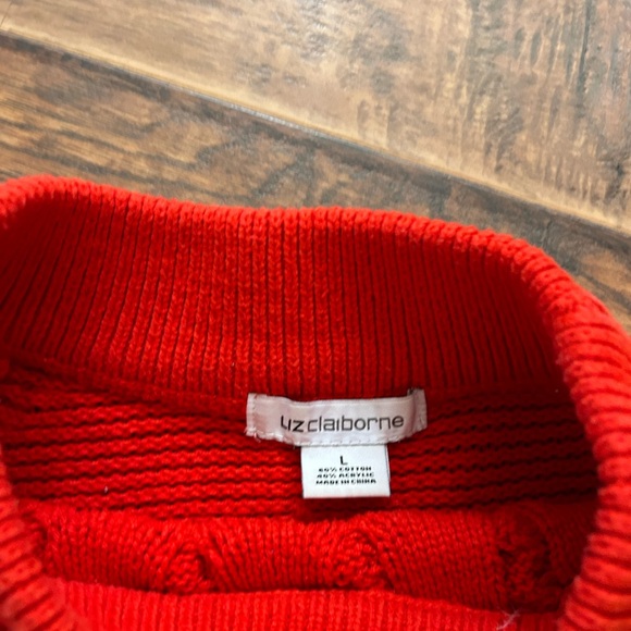 Liz Claiborne Red and White Sweater Size Large - Picture 2 of 4